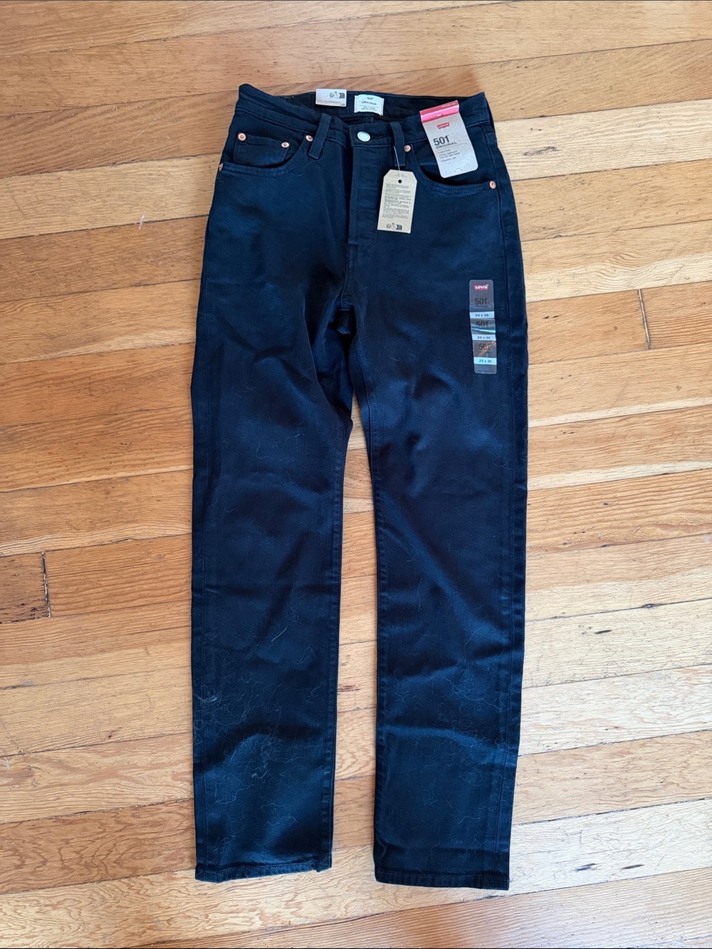Levi's 501 Original Black Straight Fit Jeans Waist 25” Length 30” New NWT